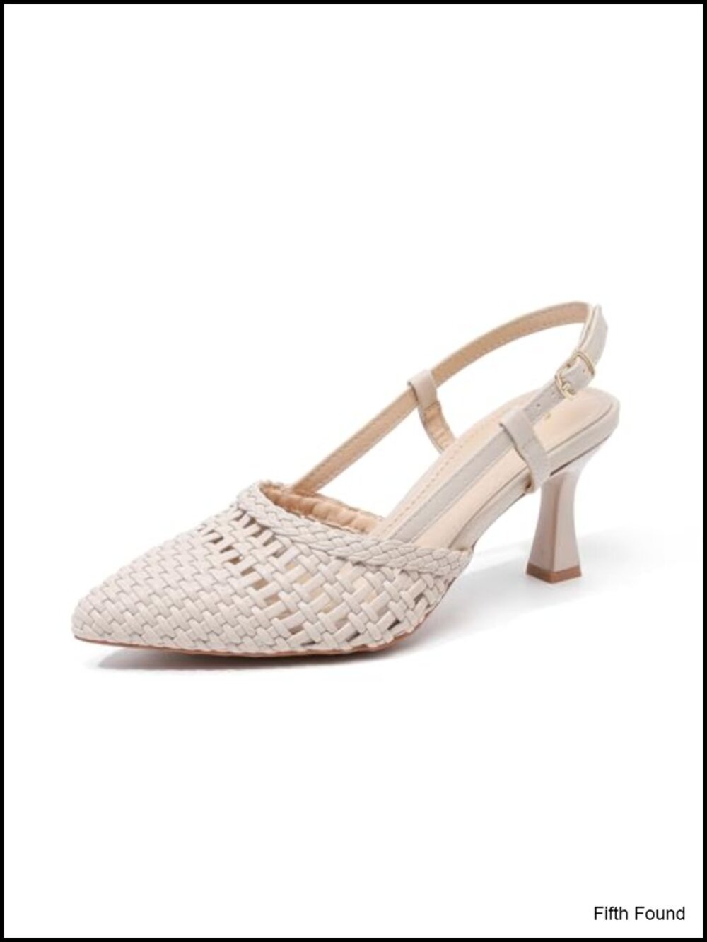 Woven Pointed Toe Kitten Heel Slingback Pumps